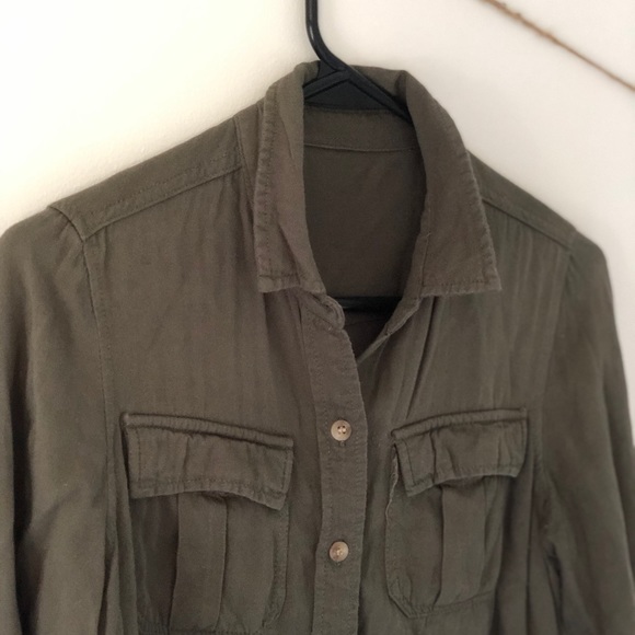 Green Button Up Shirt - Picture 3 of 4